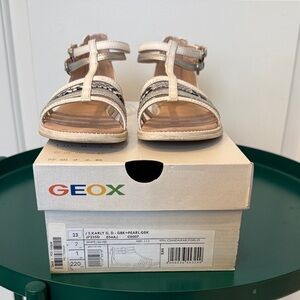 Geox Kids Silver and White Strappy Dress Sandals